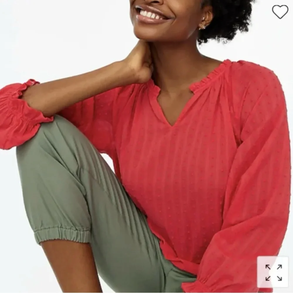 J. Crew Novelty Artist Top in Lightweight 100% Cotton, Geranium Red, Size XS